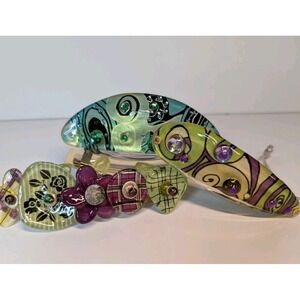 Lot Of 3 Hair Barrettes Beautiful, Colorful